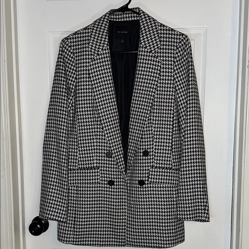 The Limited Classic Black and White Checkered Blazer